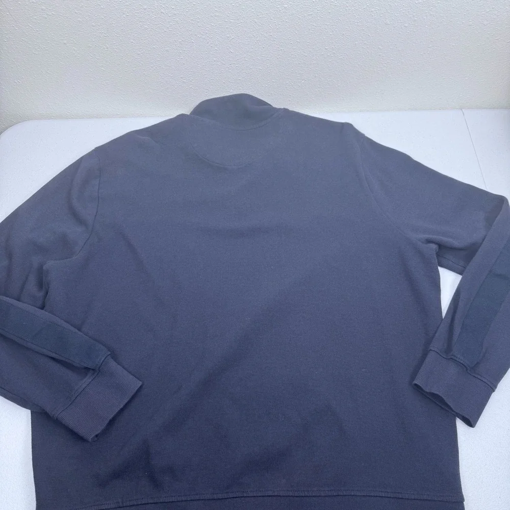 Original Penguin Mens XXL‎ Quarter Zip Pullover Navy Blue Striped Collar Logo